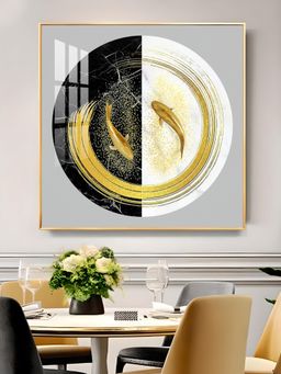 The Next Decor - Goldfish Emblem Glass Finish Square Wall Art