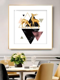 The Next Decor - Two Luxe Antlers Glass Finish Square Wall Art