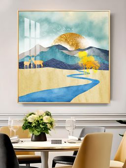 The Next Decor - Sunlit Dunes Glass Finish Square Wall Art