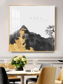 The Next Decor - Golden Abyss Glass Finish Square Wall Art