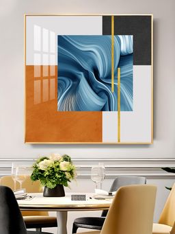 The Next Decor - Blue Accent Glass Finish Square Wall Art