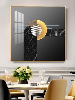 The Next Decor - Black and Gold Glass Finish Square Wall Art