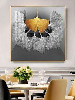 The Next Decor - Ginkgo Leaf Glass Finish Square Wall Art