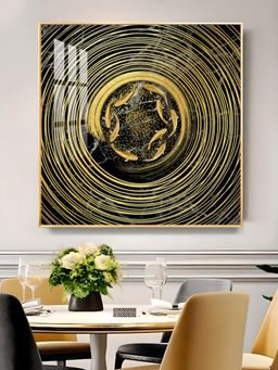 The Next Decor - Noir & Gold Fish Glass Finish Square Wall Art