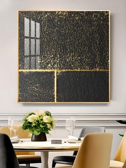 The Next Decor - Black and Gold Reverie Glass Finish Square Wall Art
