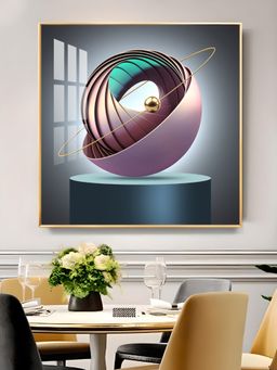 The Next Decor - Aureate Ringed Sphere Glass Finish Square Wall Art