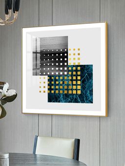The Next Decor - Golden Noir Mosaic Glass Finish Square Wall Art