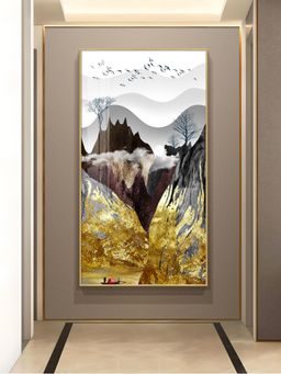 The Next Decor - Gilded Mountain Essence Glass Finish Vertical Wall Art