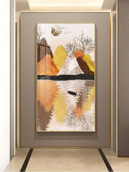 The Next Decor - Journey Across Still Waters Glass Finish Vertical Wall Art