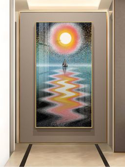 The Next Decor - Sunlit Voyage Glass Finish Vertical Wall Art