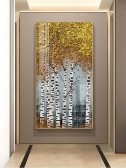 The Next Decor - Autumnal Birch Reverie Glass Finish Vertical Wall Art