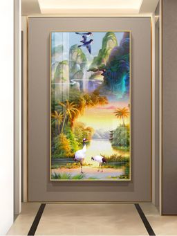 The Next Decor - Birds in a Cascading Dream Glass Finish Vertical Wall Art