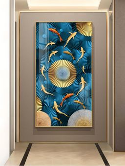 The Next Decor - Blue Serenity Glass Finish Vertical Wall Art
