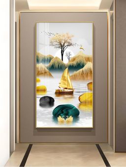 The Next Decor - Lakeside Elegance Glass Finish Vertical Wall Art