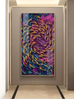 The Next Decor - Chromatic Fish Dance Glass Finish Vertical Wall Art