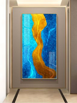 The Next Decor - Daffodil Wave Glass Finish Vertical Wall Art