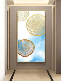 The Next Decor - Blue Serenity Rings Glass Finish Vertical Wall Art