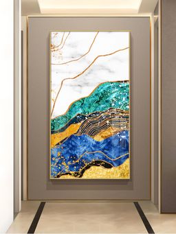 The Next Decor - Celestial Marble Fusion Glass Finish Vertical Wall Art