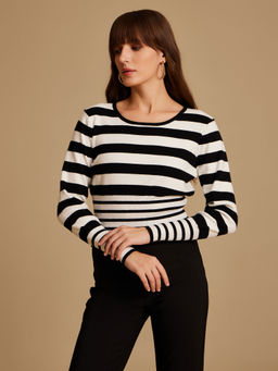 Kazo - Black Two Tone Striper Pullover