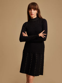 Kazo - Black Embellished High Neck Pullover