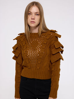 Cover Story - Brown Ruffle Sweater