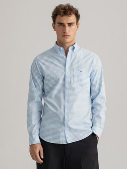 GANT - Men Blue Checked Regular Fit Shirt