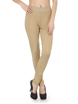 Xpose - Women Beige High-Rise Skinny Fit Solid Treggings