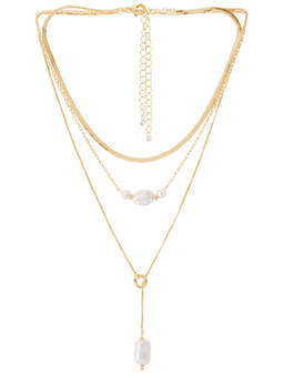 8 Other Reasons - Layered Women's Faux Pearl Embellished Layered Necklace Gold