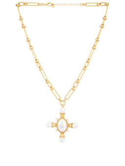 8 Other Reasons - Women's Pearl Cross Pendant Necklace Gold