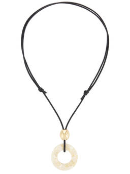 8 Other Reasons - Women's Adjustable Waxed Cord Circle Pendant Necklace Black