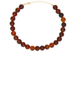 8 Other Reasons - Women's Beaded Amber Stone Necklace Brown