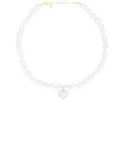 8 Other Reasons - Women's Faux Pearl Heart Pendant Necklace White