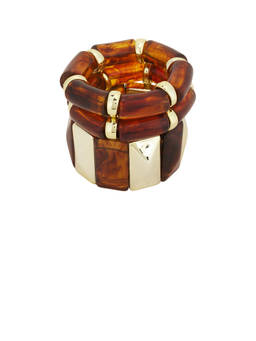 8 Other Reasons - Women's Elastic Resin Beaded Bangle Bracelet Set Brown