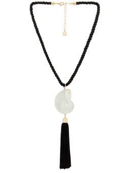 8 Other Reasons - Bold Shell Women's Twisted Rope Tassel Pendant Necklace Black