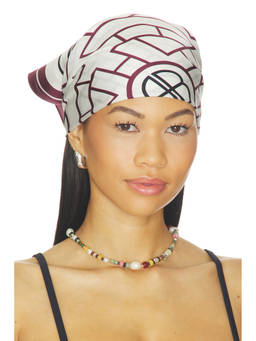 ANINE BING - Silk Geometric Women's Head Scarf Burgundy