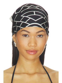 ANINE BING - York Women's Geometric Silk Head Scarf Black