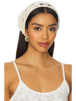 Casa Clara - Hand Knit Women's Adjustable Tie Crochet Head Scarf Ivory