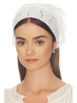 Casa Clara - Eyelet Embroidered Women's Self-Tie Head Scarf Ivory