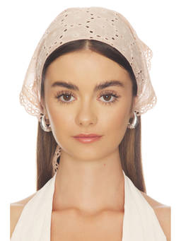 Casa Clara - Eyelet Embroidered Women's Self-Tie Head Scarf Beige