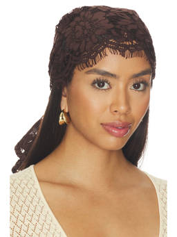 DE LA VALI - Lace Women's Tie-Up Head Scarf Brown