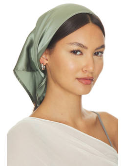 DONNI. - Silk Women's Solid Square Head Scarf Green