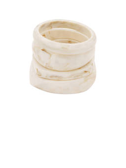 Epifene - Marble Women's Statement Acetate Bangle Bracelet Set Cream