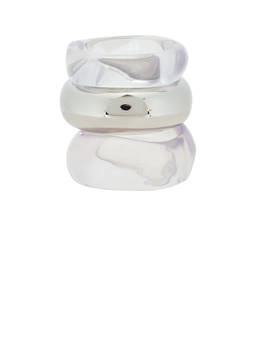 Epifene - Liquid Resin Women's Statement Acetate Bangle Bracelet Set Silver