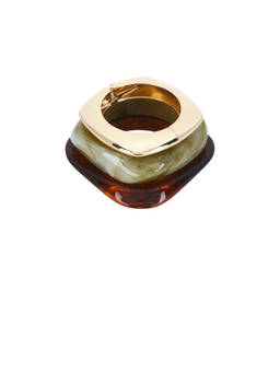 Epifene - Women's Square Resin & Gold-Tone Bangle Bracelet Set Multi-Color