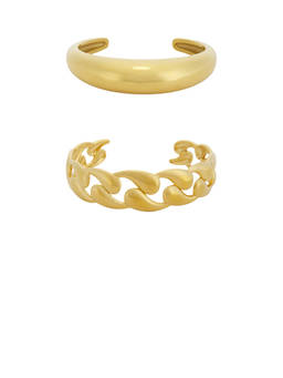 Epifene - Gold Chain Women's Slip-On Arm Cuff Set Gold