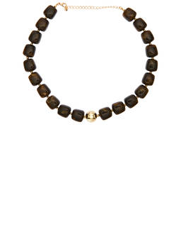 Epifene - Chunky Women's Lobster Clasp Beaded Necklace Brown