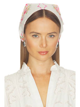 For Love & Lemons - Floral Women's Self-Tie Cotton Head Scarf White
