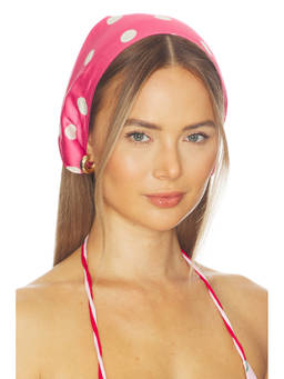 For Love & Lemons - Polka Dot Women's Satin Self-Tie Head Scarf Pink