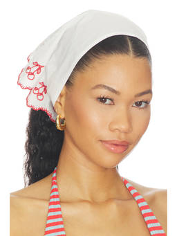For Love & Lemons - Cotton Embroidered Women's Self-Tie Head Scarf White