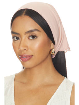 The Great - Scalloped Women's Embroidered Cotton Head Scarf Peach